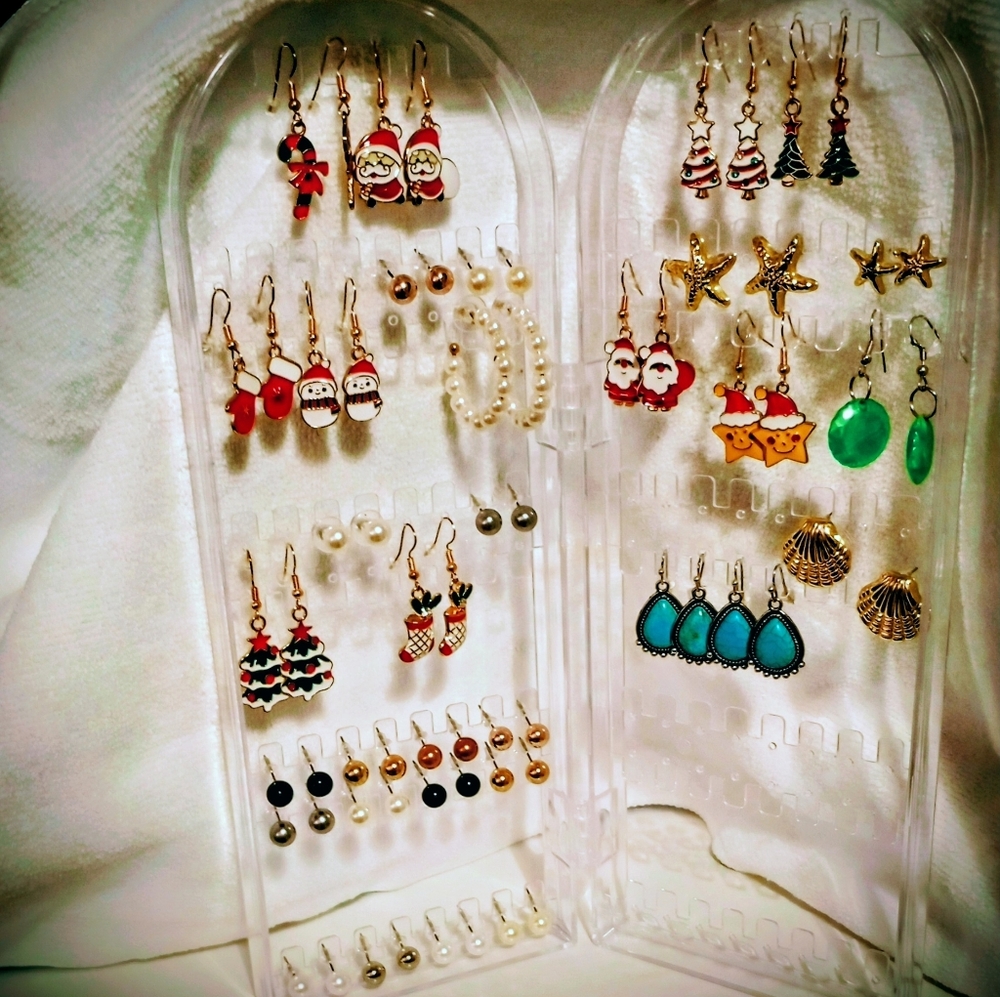4 Earrings @ $7.00 ++ Gold and Red Colors Cute All Occasions Earrings Sets.